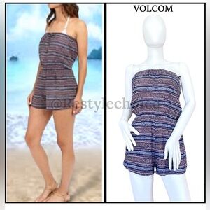🏝️🐚VOLCOM short  strapless romper strap geomtric Design S🏝️🐚